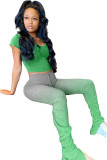 Зеленые модные сексуальные костюмы из двух предметов с разделенным принтом для взрослых, драпированные лоскутные ботинки с градиентом, короткие короткие Sl