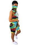 Stripe Fashion Sexy adult Striped Patchwork Print Character Tie Dye Two Piece Suits Straight Sleeveless Two Pieces