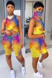 Pink Fashion Sexy adult Striped Patchwork Print Character Tie Dye Two Piece Suits Straight Sleeveless Two Pieces