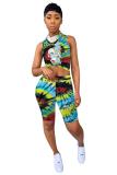 Stripe Fashion Sexy adult Striped Patchwork Print Character Tie Dye Two Piece Suits Straight Sleeveless Two Pieces