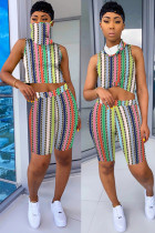Stripe Fashion Sexy adulto a righe patchwork stampa carattere tie dye abiti in due pezzi dritti senza maniche due pezzi
