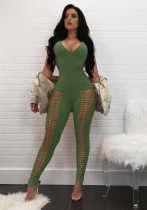 Army Green Backless Solid Fashion sexiga Jumpsuits & Rompers