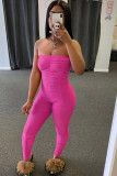 Pink Fashion Sexy Solid Draped Milk. Sleeveless Wrapped Jumpsuits