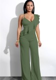 Vit Backless Solid Fashion sexiga Jumpsuits & Rompers