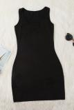 Черная мода сексуальный взрослый черный оранжевый майка без рукавов скольжения хип юбка мини лоскутное отверстие однотонные платья