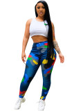 Red Button Fly Mid Patchwork camouflage Print pencil Pants Pants