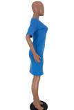 Laranja moda casual adulto senhora branco preto laranja céu azul manga curta manga curta o pescoço saia passo na altura do joelho vestidos sólidos