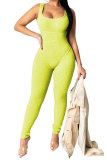 フルーツグリーン ファッション カジュアル パッチワーク ソリッド ドレープ ノースリーブ スリップ ジャンプスーツ