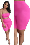 Pink Fashion Casual Solid Two Piece Suits pencil Sleeveless Two Pieces