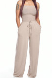 White Fashion Casual Solid Draped Sleeveless Wrapped Jumpsuits