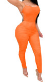 Combinaisons décontractées à la mode sans manches drapées unies orange