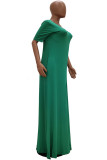 レッドファッションカジュアルレッドブラックカーキイエロースカイブルーレイクブルーキャップスリーブ半袖Vネックスワッガー床長さの固体ドレス