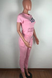 Розовый модный английский лоскутный костюм из двух предметов с блестками для взрослых, костюмы из двух предметов, карандаш с вышивкой, короткий рукав, две части