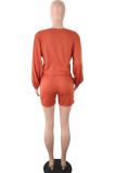 Orange Fashion Street Solid Two Piece Suits pencil Long Sleeve Two Pieces