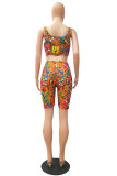 Multi-color Fashion Casual adult Patchwork Print Character Two Piece Suits pencil Sleeveless Two Pieces