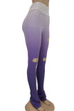 Púrpura Negro Naranja Amarillo Púrpura Elastic Fly High Gradient Boot Cut Pantalones Bottoms