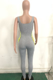 Grey Fashion Casual Solid Sleeveless O Neck Jumpsuits