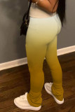 Lila Schwarz Orange Gelb Lila Elastische Hosenhose mit hohem Farbverlauf und hohem Farbverlauf