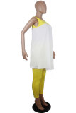 Yellow Fashion Casual adult Patchwork Solid Two Piece Suits pencil Sleeveless Two Pieces