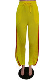 Желтый, черный, серый, синий, зеленый, желтый, без рукавов, на шнурке, в стиле пэчворк, однотонные, с разрезом, прямые драпированные брюки, низ
