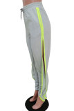 Черный Серый Синий Зеленый Желтый Однотонные прямые брюки без рукавов с кулиской в ​​стиле пэчворк с разрезом и драпировкой Низ