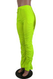 Fluorescent green Blue Yellow Cyan Fluorescent green rose red Drawstring Sleeveless Mid Patchwork Solid bandage Straight Pants Bottoms