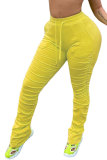Amarelo azul amarelo ciano fluorescente verde rosa vermelho cordão sem mangas meados de retalhos bandagem sólida calças retas bottoms