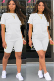 Completo bianco moda casual slim fit in due pezzi Set corto in due pezzi a maniche corte regolare solido