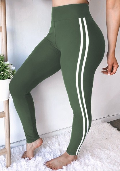 Pantalones de lápiz sólido verde militar Pantalones de peso medio