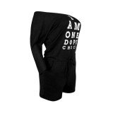 Black Drawstring Mid Letter Loose shorts Rompers