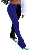 Флуоресцентный зеленый Синий Флуоресцентный зеленый Винно-красный Эластичный ширинка без рукавов в стиле пэчворк Однотонные прямые брюки с разрезом Низ