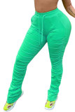 Blue Yellow Cyan Fluorescent green rose red Drawstring Sleeveless Mid Patchwork Solid bandage Straight Pants Bottoms