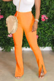 Arancione Bianco Nero Rosa Arancione Azzurro Giallo fluorescente Pantaloni elastici con patta senza maniche e pantaloni dritti con spacco alto patchwork alto