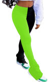 Verde fluorescente Blu Verde fluorescente Vino Rosso Elastico Fly senza maniche Mid Patchwork Solido Diviso Pantaloni dritti