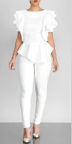 Белые модные короткие обычные блузки и рубашки с цветочным принтом и рукавами-лепестками