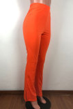 Arancione Bianco Nero Rosa Arancione Azzurro Giallo fluorescente Pantaloni elastici con patta senza maniche e pantaloni dritti con spacco alto patchwork alto