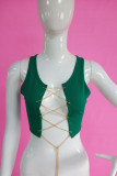 Yellow White Red Black Green Yellow cardigan Sleeveless Patchwork Solid Tops