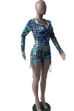 multicolor Fashion Active Print Two Piece Suits Straight Long Sleeve Two Pieces