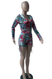 Cyan Fashion Active Print Two Piece Suits Straight Long Sleeve Two Pieces