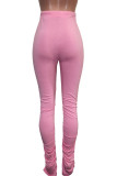 Schwarze, graue, rosafarbene, elastische, mittelfeste, drapierte Boot-Cut-Hosenunterteile