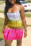 Многоцветный сексуальный модный чехол без рукавов на тонких бретельках, мини-футляр с геометрическим рисунком радуги