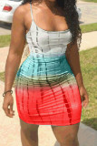 Многоцветный сексуальный модный чехол без рукавов на тонких бретельках, мини-футляр с геометрическим рисунком радуги