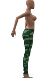 Red Blue Green Elastic Fly Mid camouflage pencil Pants Bottoms