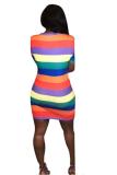 Multi-color Fashion Casual Sexy Cap Sleeve Short Sleeves O neck Step Skirt Mini Sequin Print asymmetri