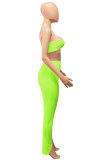 Groene mode volwassen straat patchwork effen tweedelige pakken magere mouwloze twee stukken
