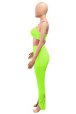 Groene mode volwassen straat patchwork effen tweedelige pakken magere mouwloze twee stukken