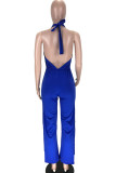 Cyaan Mode Casual Solide Mouwloze V-hals Jumpsuits