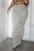 Grey Red Black Grey Drawstring Sleeveless High Patchwork Solid bandage A-line skirt Pants Bottoms