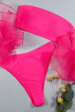 rosa rosso Nylon Patchwork Solid crop top Due pezzi Costumi da bagno per adulti di moda