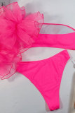 rosa rojo Nylon Patchwork Sólido crop top Trajes de dos piezas Trajes de baño de moda para adultos